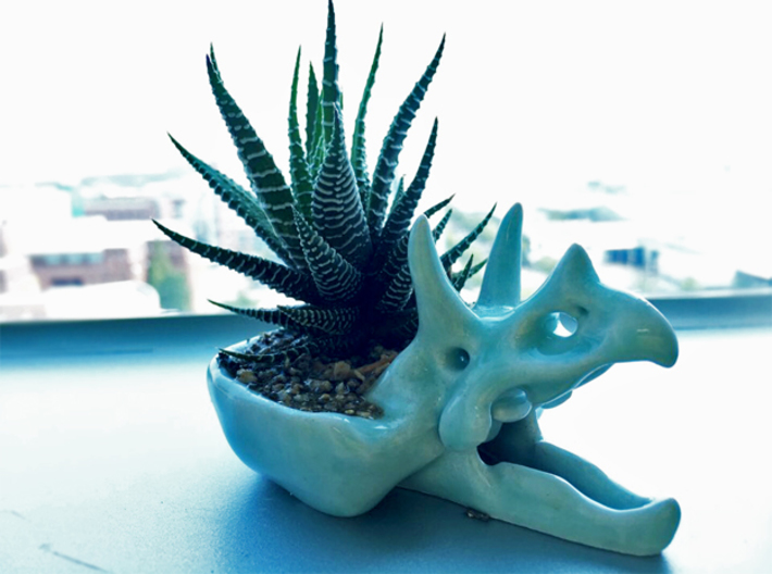 Triceratops Head skull flower pot by VITAMIN IMAGINATION