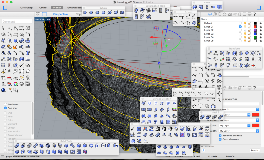 The final tree bark textured 3D printed ring design from a photo scan with a phone and how to 3D design it