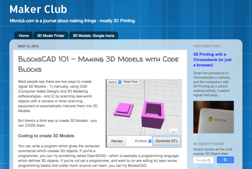 Maker Club BlocksCAD 101