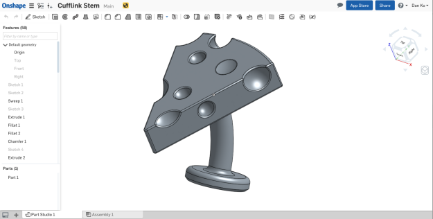 designing a 3D printed cufflink- step 13